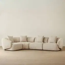 Willow II Mid Beige Woven Fabric 4 Pieces Modular Sofa with Corner