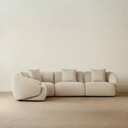Willow II Mid Beige Woven Fabric 4 Pieces Modular Sofa with Corner