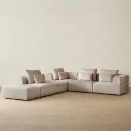 Riviera III Beige Latte Chenille Fabric Modular Sofa