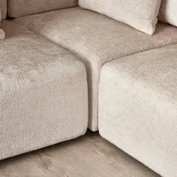 Riviera III Beige Latte Chenille Fabric Modular Sofa