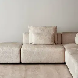 Riviera III Beige Latte Chenille Fabric Modular Sofa