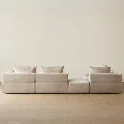 Riviera III Beige Latte Chenille Fabric Modular Sofa