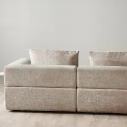 Riviera III Beige Latte Chenille Fabric Modular Sofa