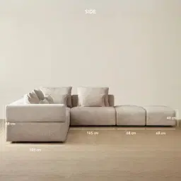 Riviera III Beige Latte Chenille Fabric Modular Sofa