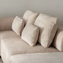 Riviera III Beige Latte Chenille Fabric Modular Sofa