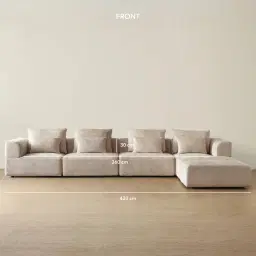 Riviera III Beige Latte Chenille Fabric Modular Sofa