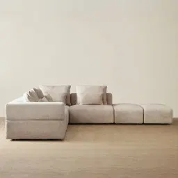 Riviera III Beige Latte Chenille Fabric Modular Sofa