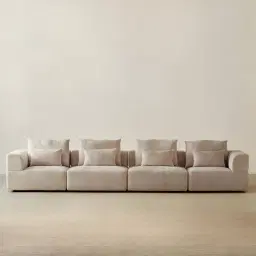 Riviera III Beige Latte Chenille 4 Pieces Modular Fabric Sofa