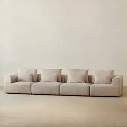 Riviera III Beige Latte Chenille 4 Pieces Modular Fabric Sofa