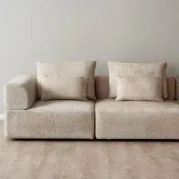 Riviera III Beige Latte Chenille 3 Pieces Modular Fabric Sofa
