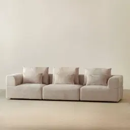 Riviera III Beige Latte Chenille 3 Pieces Modular Fabric Sofa