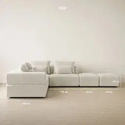 Riviera III Stone Cream Woven Fabric Modular Sofa