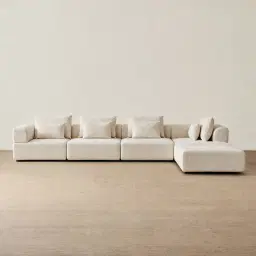 Riviera III Stone Cream Woven Fabric Modular Sofa