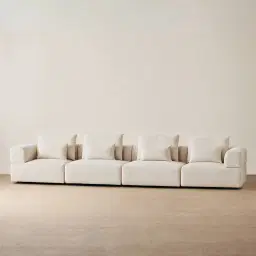 Riviera III Stone Cream 4 Pieces Modular Fabric Sofa