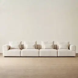 Riviera III Stone Cream 4 Pieces Modular Fabric Sofa