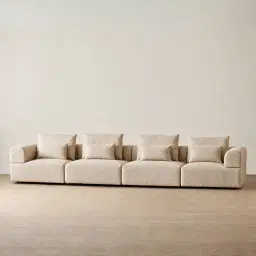Riviera III Mid Beige 4 Pieces Modular Fabric Sofa