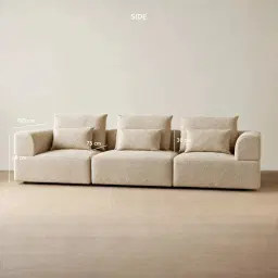 Riviera III Mid Beige 3 Pieces Modular Fabric Sofa