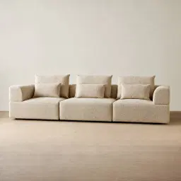 Riviera III Mid Beige 3 Pieces Modular Fabric Sofa