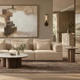 Riviera III Mid Beige 3 Pieces Modular Fabric Sofa