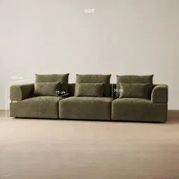 Riviera III Winter Moss 3 Pieces Modular Fabric Sofa