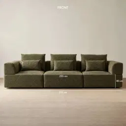 Riviera III Winter Moss 3 Pieces Modular Fabric Sofa