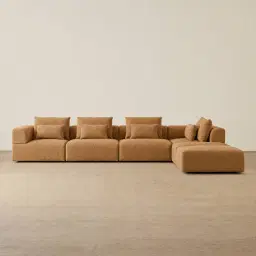 Riviera III Vintage Mustard Woven Fabric Modular Sofa