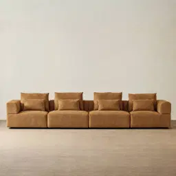 Riviera III Vintage Mustard 4 Pieces Modular Fabric Sofa