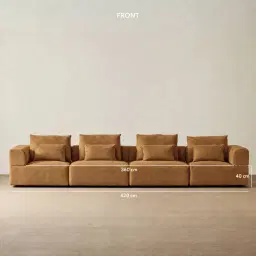 Riviera III Vintage Mustard 4 Pieces Modular Fabric Sofa