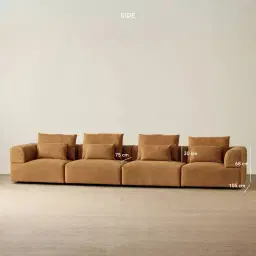 Riviera III Vintage Mustard 4 Pieces Modular Fabric Sofa