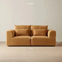 Riviera III Vintage Mustard 2 Pieces Modular Fabric Sofa