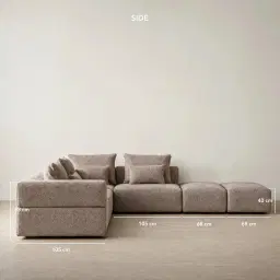 Riviera III Warm Taupe Woven Fabric Modular Sofa