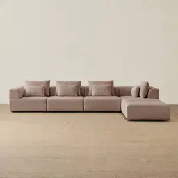 Riviera III Warm Taupe Woven Fabric Modular Sofa