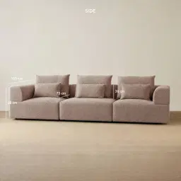 Riviera III Warm Taupe 3 Pieces Modular Fabric Sofa