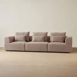 Riviera III Warm Taupe 3 Pieces Modular Fabric Sofa