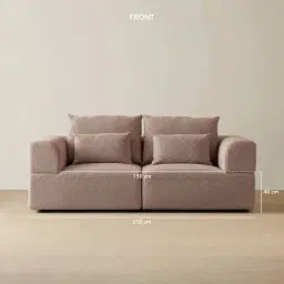 Riviera III Warm Taupe 2 Pieces Modular Fabric Sofa