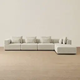 Riviera III Pearl Beige Fabric Modular Sofa