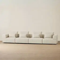 Riviera III Pearl Beige 4 Pieces Modular Fabric Sofa