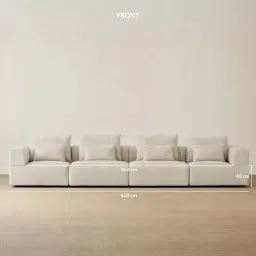 Riviera III Pearl Beige 4 Pieces Modular Fabric Sofa