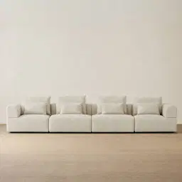Riviera III Pearl Beige 4 Pieces Modular Fabric Sofa