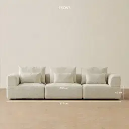Riviera III Pearl Beige 3 Pieces Modular Fabric Sofa