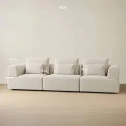 Riviera III Pearl Beige 3 Pieces Modular Fabric Sofa