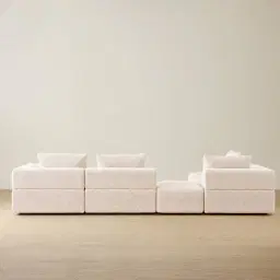 Riviera III Stone White Fabric Modular Sofa