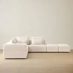 Riviera III Stone White Fabric Modular Sofa