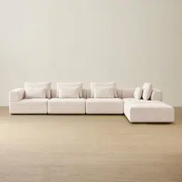 Riviera III Stone White Fabric Modular Sofa