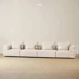 Riviera III Stone White 4 Pieces Modular Fabric Sofa