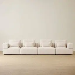 Riviera III Stone White 4 Pieces Modular Fabric Sofa