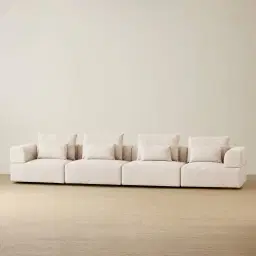 Riviera III Stone White 4 Pieces Modular Fabric Sofa