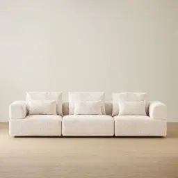 Riviera III Stone White 3 Pieces Modular Fabric Sofa