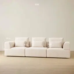 Riviera III Stone White 3 Pieces Modular Fabric Sofa