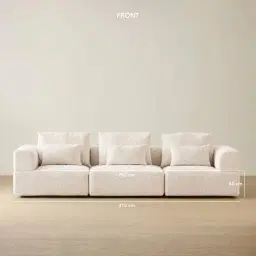 Riviera III Stone White 3 Pieces Modular Fabric Sofa